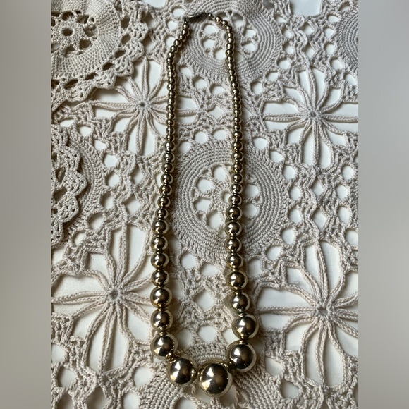 Vintage Estate Vermeil Gold Over Silver Acrylic Beaded Box Clasp Necklace - Picture 7 of 9